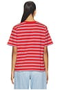 view 4 of 5 Striped Oversized Boyfriend Tee in Burn Red
