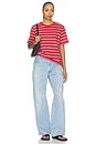 view 5 of 5 Striped Oversized Boyfriend Tee in Burn Red