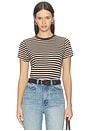 view 1 of 5 Stripe Molly Tee in Chocolate & Cream