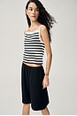 view 3 of 7 Striped Cropped Tank in Ivory & Black