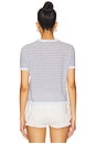 view 3 of 4 Stripe Linen Short Sleeve Tee in Cream, Navy & Cornflower