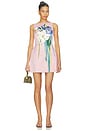 view 1 of 4 Ali Embroidered Boat Neck Mini Dress Bouquet Print in Pastel Pink