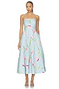 view 1 of 3 Lynn Bustier Midi Dress in Tulip Print In Blue