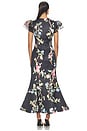 view 3 of 4 Sofia Embellished Puff Sleeve Maxi Dress in Lemon Vine Print In Ebony