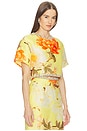 view 2 of 5 Indie Embellished Sleeve Top in Peony Print In Yellow