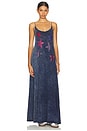 view 1 of 4 Berna Spaghetti A Line Maxi Dress Color Crystal Multi Stars in Acid Denim