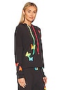 view 3 of 6 Rita Rainbow Butterflies Hoodie in Onyx