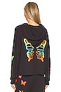 view 5 of 6 Rita Rainbow Butterflies Hoodie in Onyx