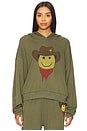 view 1 of 4 Cowboy Happyface Pullover Hoodie in Military