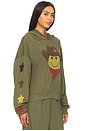 view 2 of 4 Cowboy Happyface Pullover Hoodie in Military