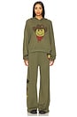 view 4 of 4 Cowboy Happyface Pullover Hoodie in Military