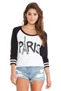 view 1 of 4 Addy Paris Tower Raglan Pullover in White & Black