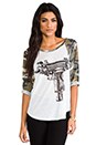 view 1 of 4 Drew Love Gun Baseball Raglan in White/Camo