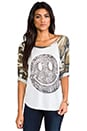 view 1 of 5 Drew Diamond Happyface Baseball Raglan in White/Camo in White & Camo