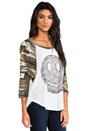 view 2 of 5 Drew Diamond Happyface Baseball Raglan in White/Camo in White & Camo