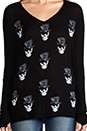 view 4 of 6 Shelly Mini Skull Tophats Draped V-Neck Tee in Black