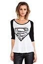 view 1 of 4 Frankie Superman Raglan Baseball Tee in White & Black