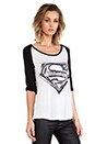 view 2 of 4 Frankie Superman Raglan Baseball Tee in White & Black