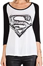 view 4 of 4 Frankie Superman Raglan Baseball Tee in White & Black