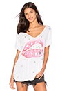 view 1 of 3 Trista Shooting Star Lip Oversized V Neck Tee in White
