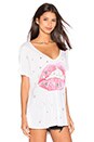 view 2 of 3 Trista Shooting Star Lip Oversized V Neck Tee in White