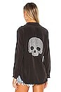 view 4 of 6 Sloane Nailhead Skull Button Up Denim Shirt in Onyx