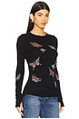 view 3 of 6 Mckinley Vintage Butterflies Thermal Top in Black
