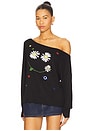 view 3 of 5 Krista Daisy Happyface One Shoulder Top in Black