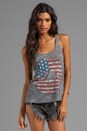 view 1 of 4 Nancy Color Flag Lip Racerback Tank in Heather Grey