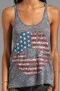 view 3 of 4 Nancy Color Flag Lip Racerback Tank in Heather Grey