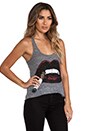 view 2 of 5 Nancy Color Cig Lip Racerback Tank in Heather Grey