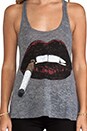 view 4 of 5 Nancy Color Cig Lip Racerback Tank in Heather Grey