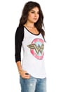 view 2 of 4 Frankie Wonder Women Baseball Tee in White/Black in White & Black