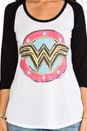 view 4 of 4 Frankie Wonder Women Baseball Tee in White/Black in White & Black