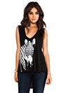 view 1 of 4 Dana Dripping Zebra Asymmetrical V-Neck in Black