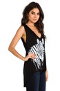 view 2 of 4 Dana Dripping Zebra Asymmetrical V-Neck in Black
