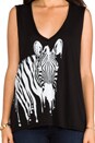 view 4 of 4 Dana Dripping Zebra Asymmetrical V-Neck in Black