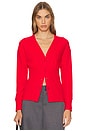 view 1 of 4 Noel Waffle Cardigan in High Risk Red