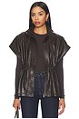 view 2 of 5 Fairfax Short Sleeve Leather Jacket in Brown