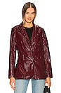view 2 of 5 Crinkle Faux Patent Jacket in Wine