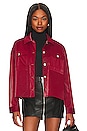 view 1 of 4 Textured Check Faux Leather Shacket in Red
