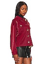 view 2 of 4 Textured Check Faux Leather Shacket in Red