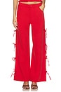 view 1 of 6 Delia Tie Side Pant in Red Chambray