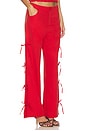 view 2 of 6 Delia Tie Side Pant in Red Chambray