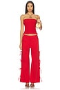 view 5 of 6 Delia Tie Side Pant in Red Chambray
