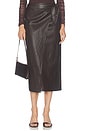 view 1 of 6 Vega Faux Leather Wrap Skirt in Brown