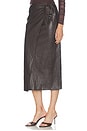view 4 of 6 Vega Faux Leather Wrap Skirt in Brown