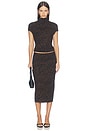 view 6 of 6 Leony Printed Rib Skirt in Chocolate Python