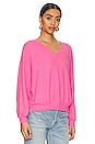 view 2 of 4 Brushed V Neck Pullover in Pink