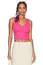 view 1 of 4 Cropped V Rib Tank in Bright Pink